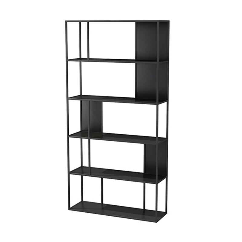 Modern Open Bookcase with Metal Rectangular Shelves for Study Room Black Clearhalo 'Bookcases' 'furn' 'furn_bookcases' 'Furniture' 'furniture_bookcases' 'kitchen' 'kitchen_bookcases' 'Living Room Furniture' 'Office Furniture' 4698171