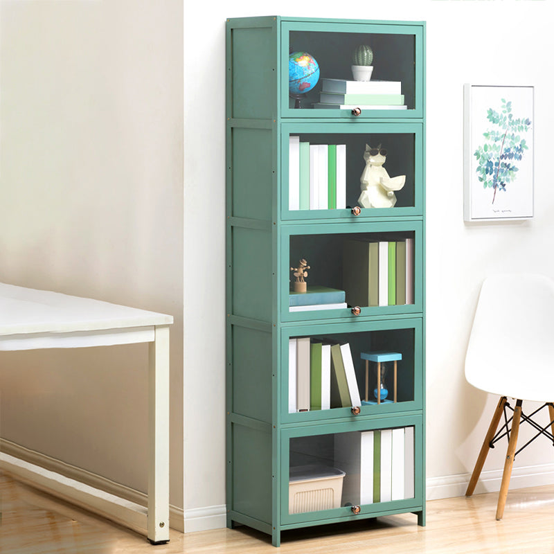 Contemporary Green Barrister Bookcase Bamboo Bookcase for Home Office 23.6"L x 12.6"W x 67.7"H Clearhalo 'Bookcases' 'furn' 'furn_bookcases' 'Furniture' 'furniture_bookcases' 'kitchen' 'kitchen_bookcases' 'Living Room Furniture' 'Office Furniture' 4698198