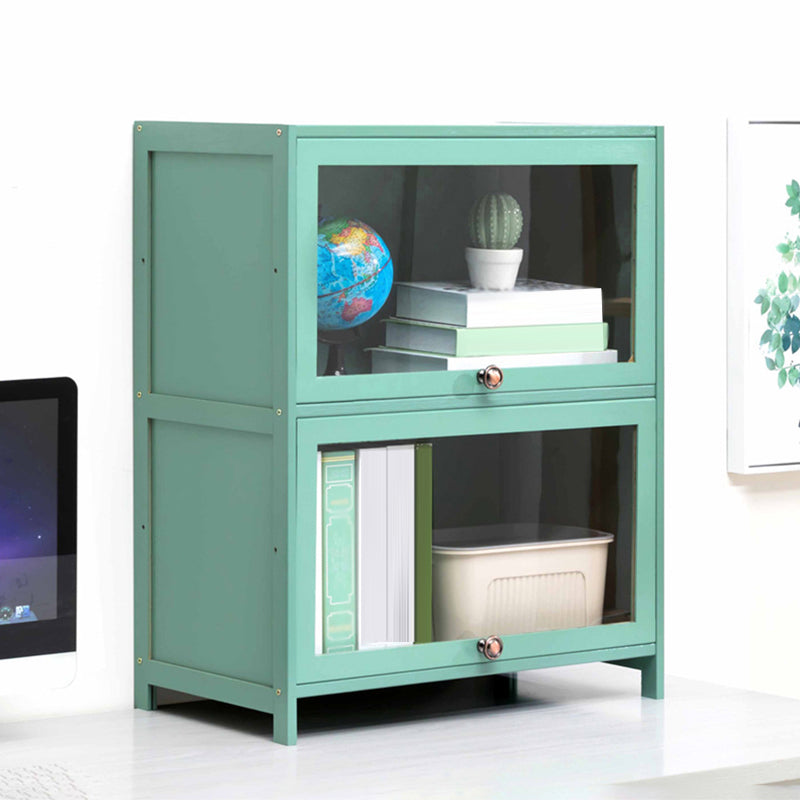 Contemporary Green Barrister Bookcase Bamboo Bookcase for Home Office 23.6"L x 12.6"W x 28.7"H Clearhalo 'Bookcases' 'furn' 'furn_bookcases' 'Furniture' 'furniture_bookcases' 'kitchen' 'kitchen_bookcases' 'Living Room Furniture' 'Office Furniture' 4698199