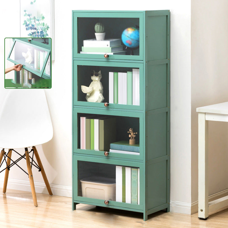 Contemporary Green Barrister Bookcase Bamboo Bookcase for Home Office 23.6"L x 12.6"W x 55.1"H Clearhalo 'Bookcases' 'furn' 'furn_bookcases' 'Furniture' 'furniture_bookcases' 'kitchen' 'kitchen_bookcases' 'Living Room Furniture' 'Office Furniture' 4698210