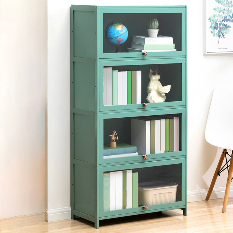 Contemporary Green Barrister Bookcase Bamboo Bookcase for Home Office 27.6"L x 12.6"W x 55.1"H Clearhalo 'Bookcases' 'furn' 'furn_bookcases' 'Furniture' 'furniture_bookcases' 'kitchen' 'kitchen_bookcases' 'Living Room Furniture' 'Office Furniture' 4698212