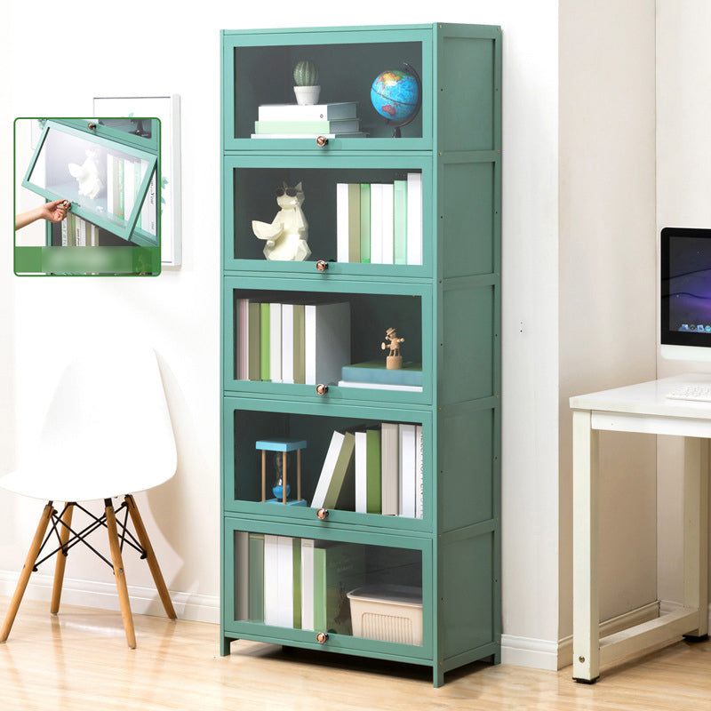 Contemporary Green Barrister Bookcase Bamboo Bookcase for Home Office 27.6"L x 12.6"W x 67.7"H Clearhalo 'Bookcases' 'furn' 'furn_bookcases' 'Furniture' 'furniture_bookcases' 'kitchen' 'kitchen_bookcases' 'Living Room Furniture' 'Office Furniture' 4698217