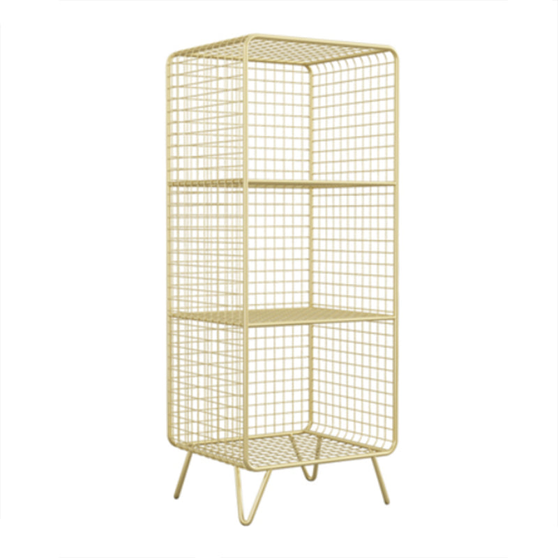 Modern Closed Bookcase with Metal Rectangular Shelves for Study Room 14"L x 12"W x 35"H Gold Clearhalo 'Bookcases' 'furn' 'furn_bookcases' 'Furniture' 'furniture_bookcases' 'kitchen' 'kitchen_bookcases' 'Living Room Furniture' 'Office Furniture' 4698240