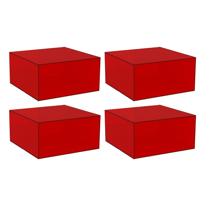 Closed Back Bookcase Contemporary Style Bookshelf in Acrylic for Home Office 13.8"L x 13.8"W x 6.9"H Red 4 Piece Set Clearhalo 'Bookcases' 'furn' 'furn_bookcases' 'Furniture' 'furniture_bookcases' 'kitchen' 'kitchen_bookcases' 'Living Room Furniture' 'Office Furniture' 4698314