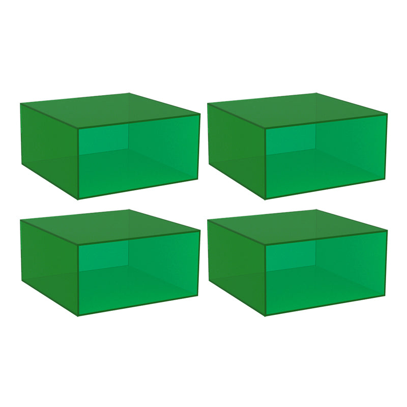 Closed Back Bookcase Contemporary Style Bookshelf in Acrylic for Home Office 13.8"L x 13.8"W x 6.9"H Green 4 Piece Set Clearhalo 'Bookcases' 'furn' 'furn_bookcases' 'Furniture' 'furniture_bookcases' 'kitchen' 'kitchen_bookcases' 'Living Room Furniture' 'Office Furniture' 4698315