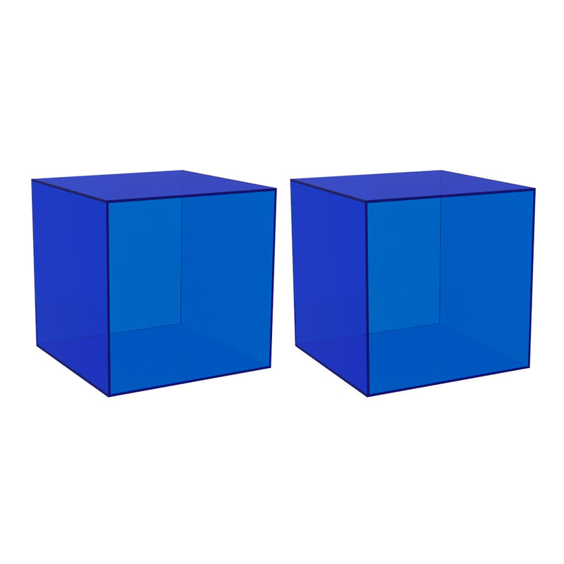 Closed Back Bookcase Contemporary Style Bookshelf in Acrylic for Home Office 14"L x 14"W x 14"H Blue 2 Piece Set Clearhalo 'Bookcases' 'furn' 'furn_bookcases' 'Furniture' 'furniture_bookcases' 'kitchen' 'kitchen_bookcases' 'Living Room Furniture' 'Office Furniture' 4698320