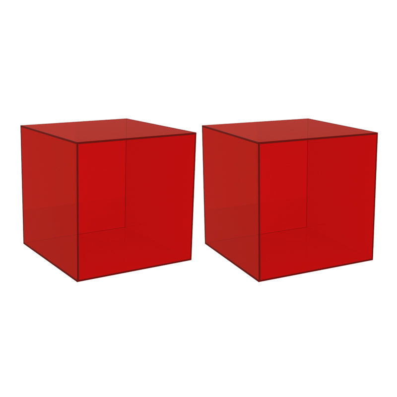 Closed Back Bookcase Contemporary Style Bookshelf in Acrylic for Home Office 14"L x 14"W x 14"H Red 2 Piece Set Clearhalo 'Bookcases' 'furn' 'furn_bookcases' 'Furniture' 'furniture_bookcases' 'kitchen' 'kitchen_bookcases' 'Living Room Furniture' 'Office Furniture' 4698321