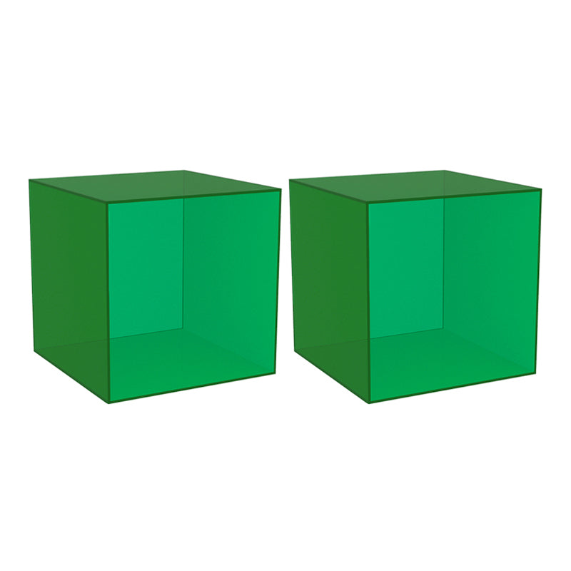 Closed Back Bookcase Contemporary Style Bookshelf in Acrylic for Home Office 14"L x 14"W x 14"H Green 2 Piece Set Clearhalo 'Bookcases' 'furn' 'furn_bookcases' 'Furniture' 'furniture_bookcases' 'kitchen' 'kitchen_bookcases' 'Living Room Furniture' 'Office Furniture' 4698324