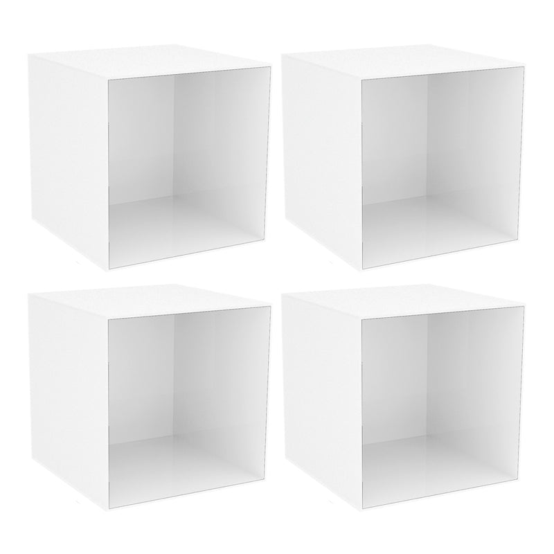 Closed Back Bookcase Contemporary Style Bookshelf in Acrylic for Home Office 14"L x 14"W x 14"H White 4 Piece Set Clearhalo 'Bookcases' 'furn' 'furn_bookcases' 'Furniture' 'furniture_bookcases' 'kitchen' 'kitchen_bookcases' 'Living Room Furniture' 'Office Furniture' 4698327
