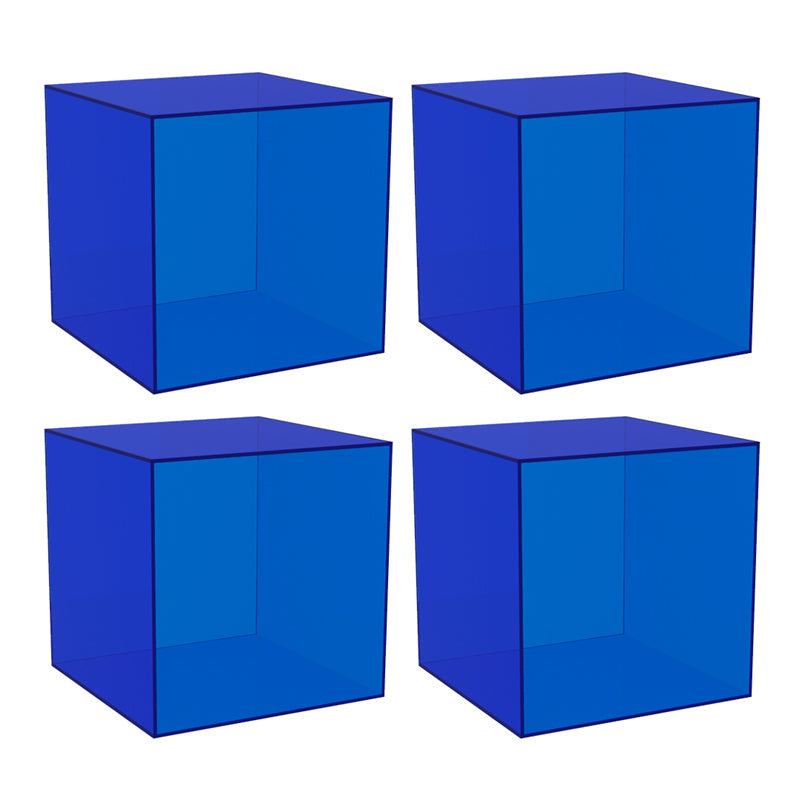 Closed Back Bookcase Contemporary Style Bookshelf in Acrylic for Home Office 14"L x 14"W x 14"H Blue 4 Piece Set Clearhalo 'Bookcases' 'furn' 'furn_bookcases' 'Furniture' 'furniture_bookcases' 'kitchen' 'kitchen_bookcases' 'Living Room Furniture' 'Office Furniture' 4698328