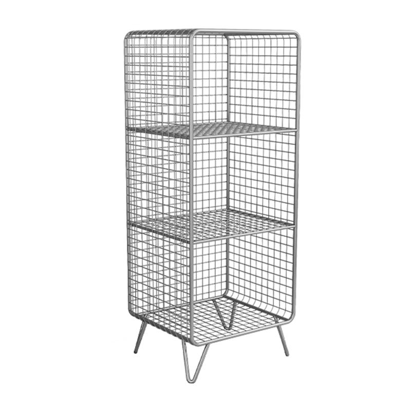 Modern Style Closed Back Bookcase with Metal Rectangular Shelves 14"L x 12"W x 35"H Silver Clearhalo 'Bookcases' 'furn' 'furn_bookcases' 'Furniture' 'furniture_bookcases' 'kitchen' 'kitchen_bookcases' 'Living Room Furniture' 'Office Furniture' 4698337