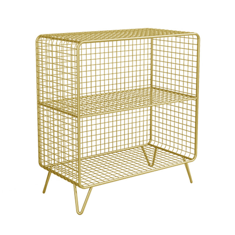 Modern Style Closed Back Bookcase with Metal Rectangular Shelves 24"L x 12"W x 28"H Gold Clearhalo 'Bookcases' 'furn' 'furn_bookcases' 'Furniture' 'furniture_bookcases' 'kitchen' 'kitchen_bookcases' 'Living Room Furniture' 'Office Furniture' 4698349