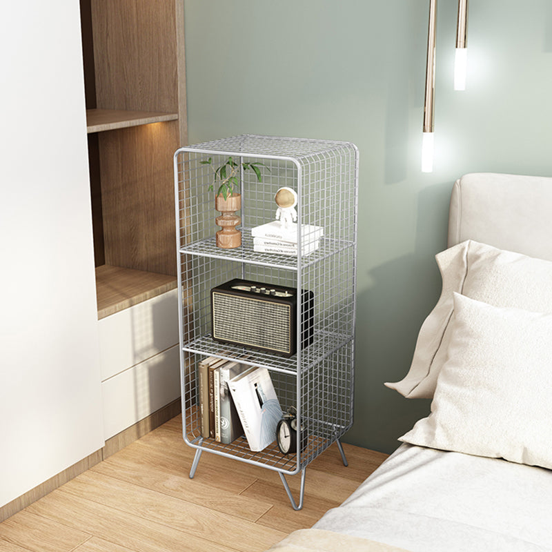 Modern Style Closed Back Bookcase with Metal Rectangular Shelves Clearhalo 'Bookcases' 'furn' 'furn_bookcases' 'Furniture' 'furniture_bookcases' 'kitchen' 'kitchen_bookcases' 'Living Room Furniture' 'Office Furniture' 4698353