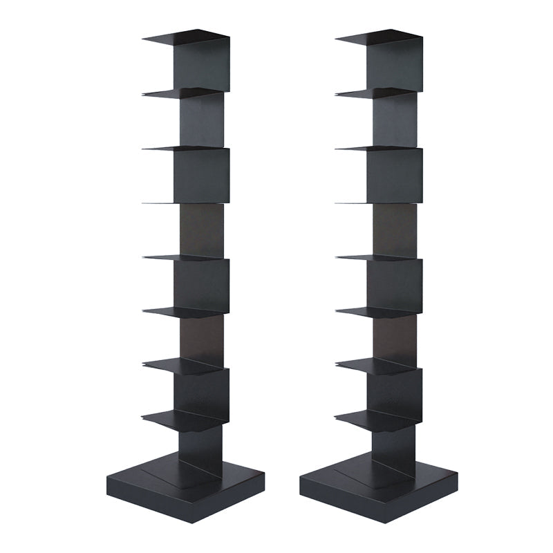 Black Contemporary Corner Bookshelf Closed Back Vertical Steel Shelf Clearhalo 'Bookcases' 'furn' 'furn_bookcases' 'Furniture' 'furniture_bookcases' 'kitchen' 'kitchen_bookcases' 'Living Room Furniture' 'Office Furniture' 4698374