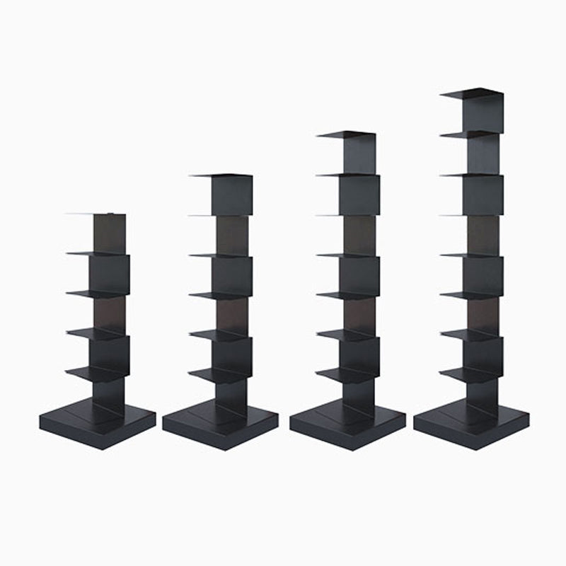 Black Contemporary Corner Bookshelf Closed Back Vertical Steel Shelf Clearhalo 'Bookcases' 'furn' 'furn_bookcases' 'Furniture' 'furniture_bookcases' 'kitchen' 'kitchen_bookcases' 'Living Room Furniture' 'Office Furniture' 4698377