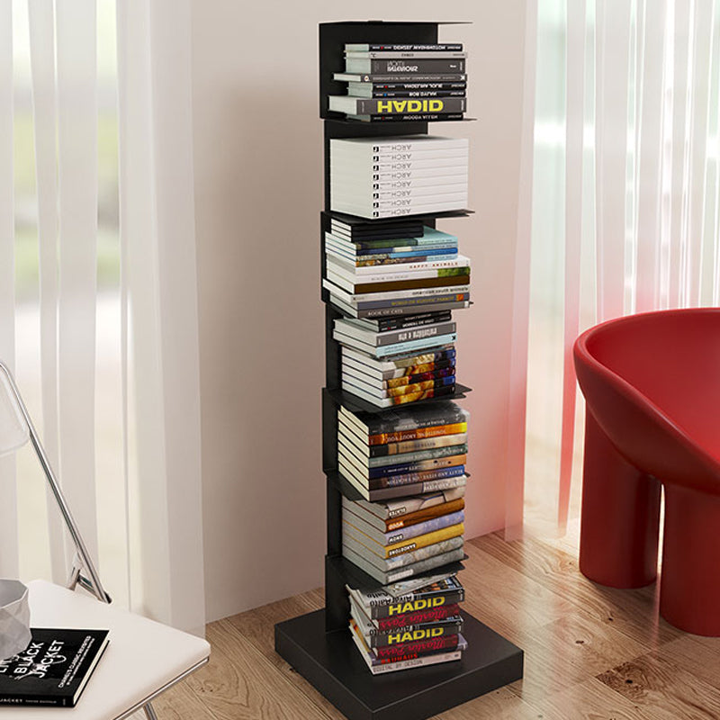 Black Contemporary Corner Bookshelf Closed Back Vertical Steel Shelf Clearhalo 'Bookcases' 'furn' 'furn_bookcases' 'Furniture' 'furniture_bookcases' 'kitchen' 'kitchen_bookcases' 'Living Room Furniture' 'Office Furniture' 4698379