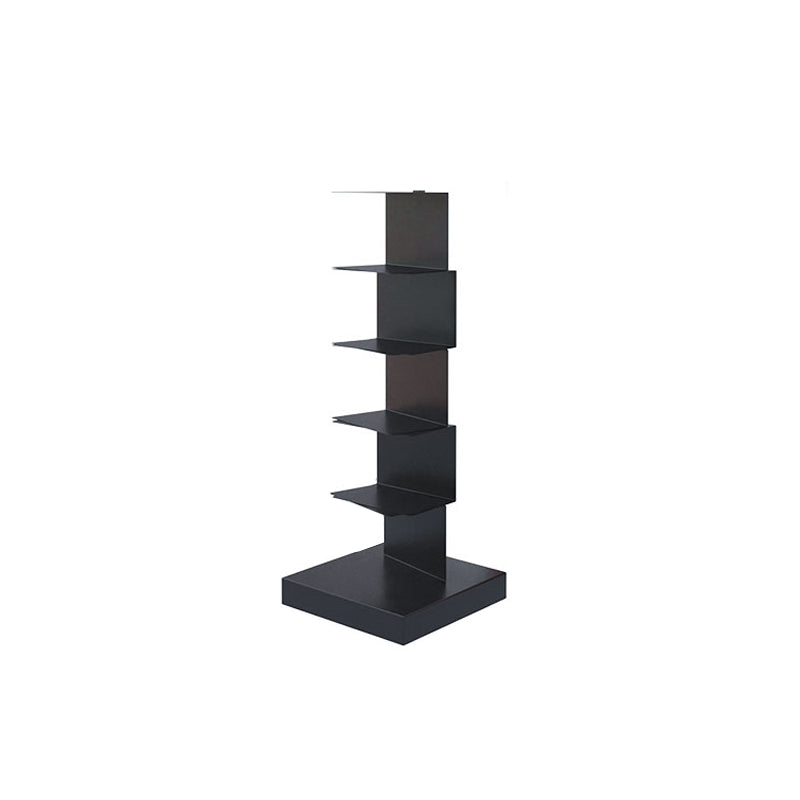 Black Contemporary Corner Bookshelf Closed Back Vertical Steel Shelf 13.8"L x 13.8"W x 36.2"H Clearhalo 'Bookcases' 'furn' 'furn_bookcases' 'Furniture' 'furniture_bookcases' 'kitchen' 'kitchen_bookcases' 'Living Room Furniture' 'Office Furniture' 4698380