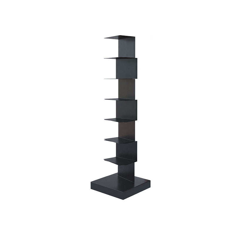 Black Contemporary Corner Bookshelf Closed Back Vertical Steel Shelf Clearhalo 'Bookcases' 'furn' 'furn_bookcases' 'Furniture' 'furniture_bookcases' 'kitchen' 'kitchen_bookcases' 'Living Room Furniture' 'Office Furniture' 4698382