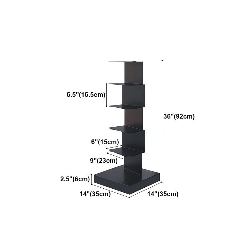 Black Contemporary Corner Bookshelf Closed Back Vertical Steel Shelf Clearhalo 'Bookcases' 'furn' 'furn_bookcases' 'Furniture' 'furniture_bookcases' 'kitchen' 'kitchen_bookcases' 'Living Room Furniture' 'Office Furniture' 4698384