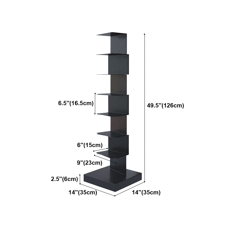 Black Contemporary Corner Bookshelf Closed Back Vertical Steel Shelf Clearhalo 'Bookcases' 'furn' 'furn_bookcases' 'Furniture' 'furniture_bookcases' 'kitchen' 'kitchen_bookcases' 'Living Room Furniture' 'Office Furniture' 4698386