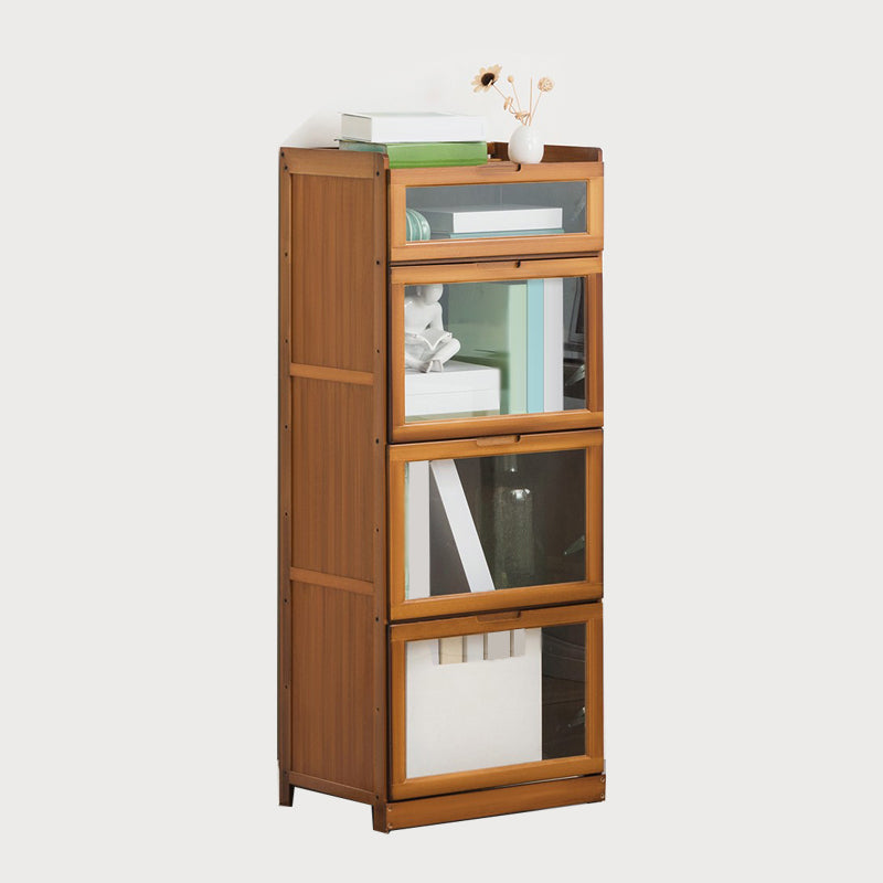 Modern Bamboo Barrister Bookcase Closed Back Bookcase for Home Office 19.7"L x 13"W x 45.3"H Clearhalo 'Bookcases' 'furn' 'furn_bookcases' 'Furniture' 'furniture_bookcases' 'kitchen' 'kitchen_bookcases' 'Living Room Furniture' 'Office Furniture' 4698401