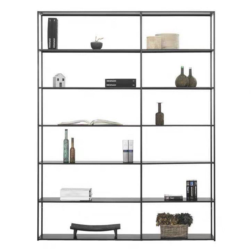Industrial Style 5-Shelf Bookshelf Open Shelf Bookcase for Home Office 63"L x 11.8"W x 70.9"H Black Clearhalo 'Bookcases' 'furn' 'furn_bookcases' 'Furniture' 'furniture_bookcases' 'kitchen' 'kitchen_bookcases' 'Living Room Furniture' 'Office Furniture' 4698433