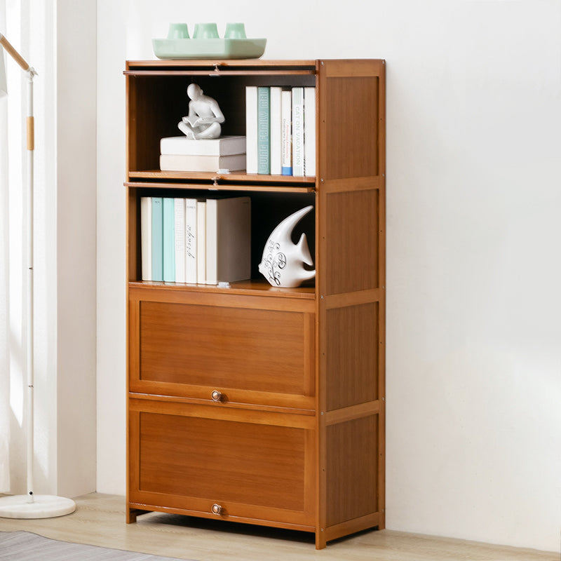 Contemporary Bamboo Barrister Bookcase Doors Included Bookcase for Home Office 27.6"L x 13"W x 55.1"H Clearhalo 'Bookcases' 'furn' 'furn_bookcases' 'Furniture' 'furniture_bookcases' 'kitchen' 'kitchen_bookcases' 'Living Room Furniture' 'Office Furniture' 4698490