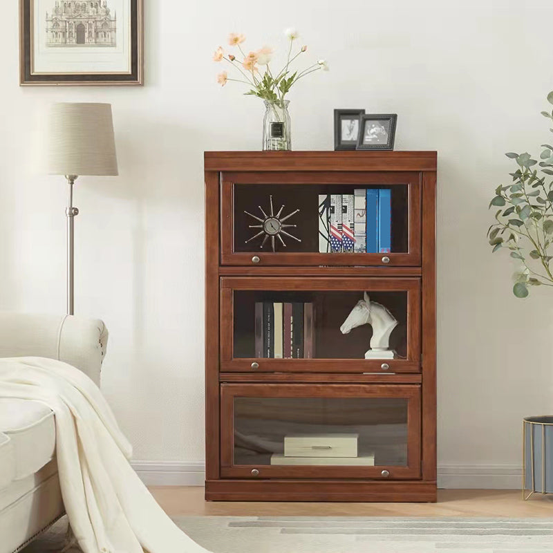 Closed Back Bookcase Modern Solid Wood Rectangular Shelves with Doors Brown Clearhalo 'Bookcases' 'furn' 'furn_bookcases' 'Furniture' 'furniture_bookcases' 'kitchen' 'kitchen_bookcases' 'Living Room Furniture' 'Office Furniture' 4698563