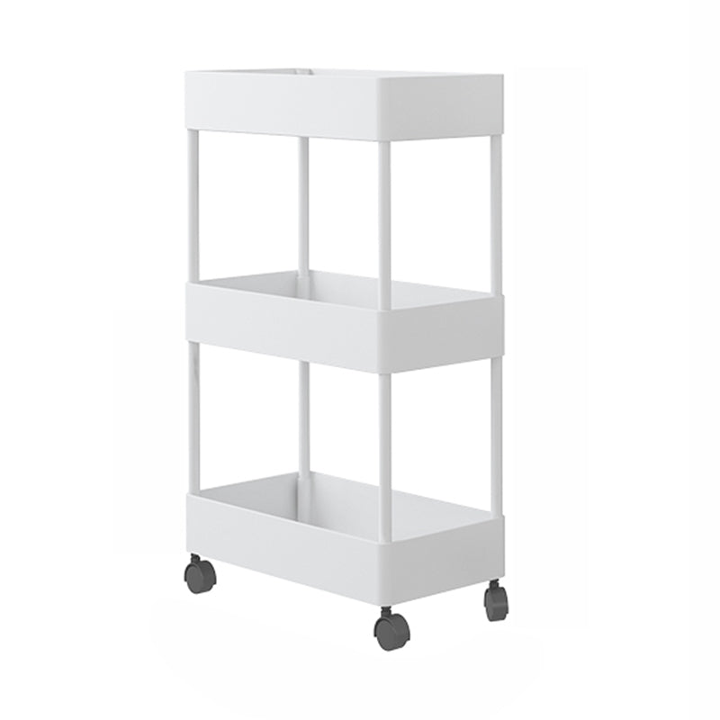 Contemporary Style Bookshelf Home Office Bookcase with Casters White Clearhalo 'Bookcases' 'furn' 'furn_bookcases' 'Furniture' 'furniture_bookcases' 'kitchen' 'kitchen_bookcases' 'Living Room Furniture' 'Office Furniture' 4698615