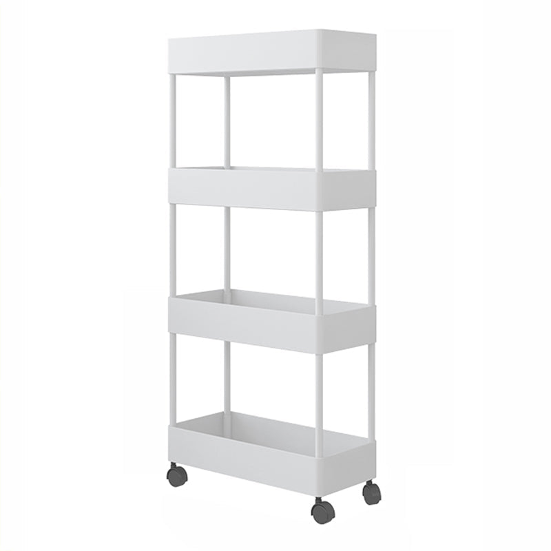Contemporary Style Bookshelf Home Office Bookcase with Casters White Clearhalo 'Bookcases' 'furn' 'furn_bookcases' 'Furniture' 'furniture_bookcases' 'kitchen' 'kitchen_bookcases' 'Living Room Furniture' 'Office Furniture' 4698617