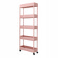Contemporary Style Bookshelf Home Office Bookcase with Casters Pink Clearhalo 'Bookcases' 'furn' 'furn_bookcases' 'Furniture' 'furniture_bookcases' 'kitchen' 'kitchen_bookcases' 'Living Room Furniture' 'Office Furniture' 4698618