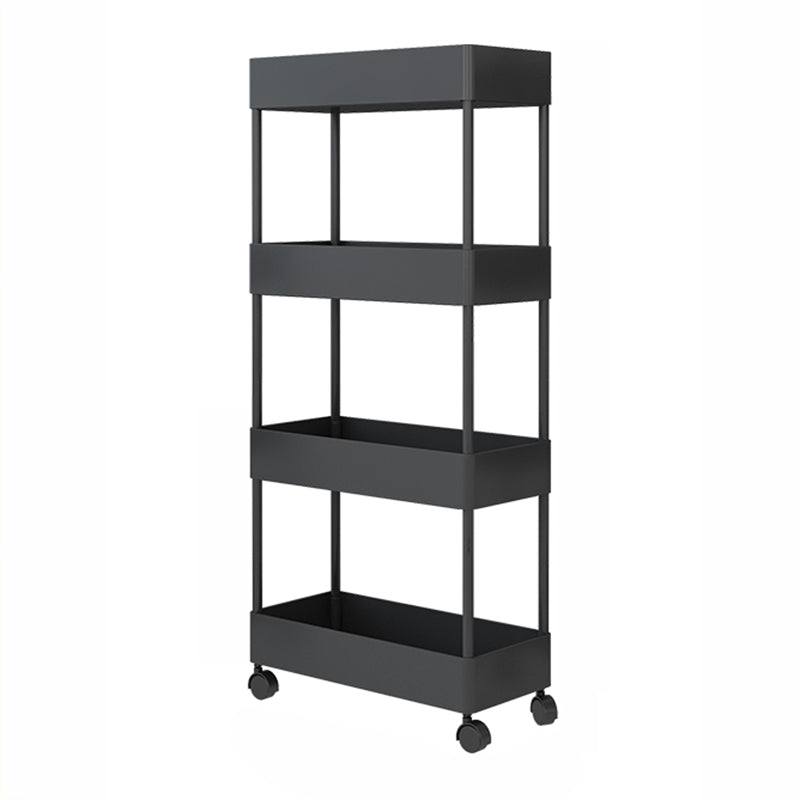 Contemporary Style Bookshelf Home Office Bookcase with Casters Black Clearhalo 'Bookcases' 'furn' 'furn_bookcases' 'Furniture' 'furniture_bookcases' 'kitchen' 'kitchen_bookcases' 'Living Room Furniture' 'Office Furniture' 4698623