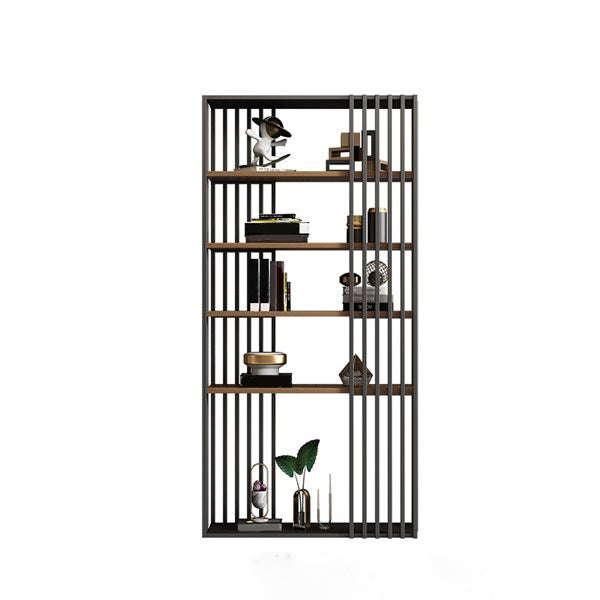 Open Metal Etagere Bookcase Industrial Shelf Bookcase with Shelves Black-Brown Clearhalo 'Bookcases' 'furn' 'furn_bookcases' 'Furniture' 'furniture_bookcases' 'kitchen' 'kitchen_bookcases' 'Living Room Furniture' 'Office Furniture' 4698723