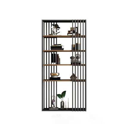 Open Metal Etagere Bookcase Industrial Shelf Bookcase with Shelves Black-Brown Clearhalo 'Bookcases' 'furn' 'furn_bookcases' 'Furniture' 'furniture_bookcases' 'kitchen' 'kitchen_bookcases' 'Living Room Furniture' 'Office Furniture' 4698723