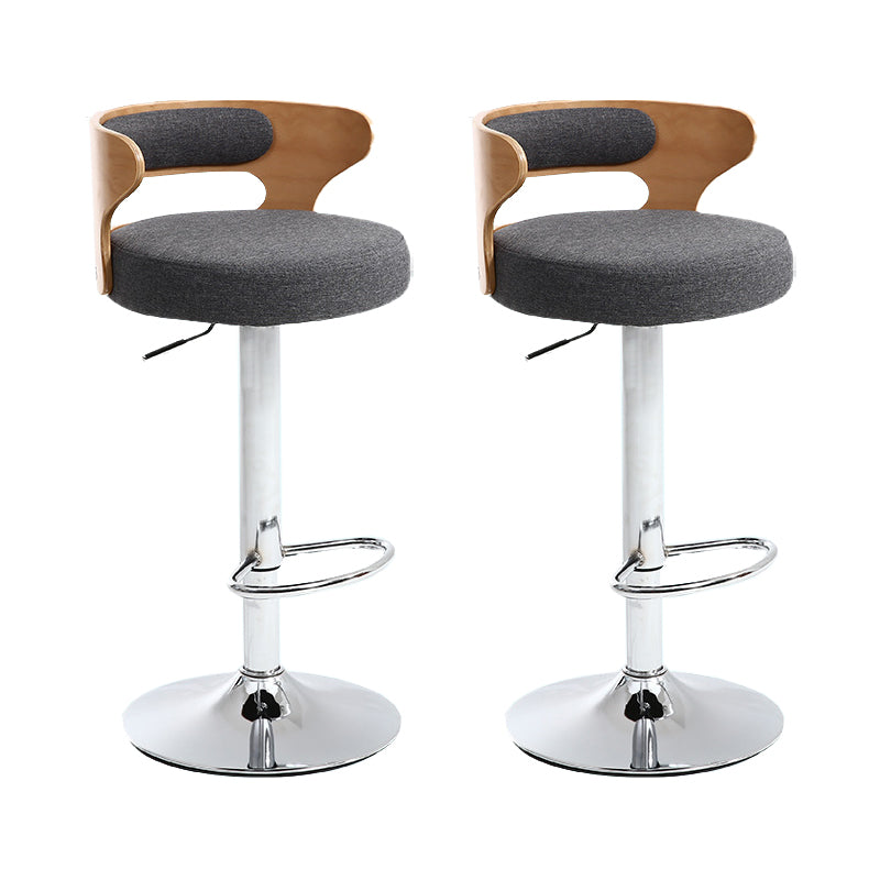 Contemporary Swivel Adjustable Height Bar Stool Home Footrest Stool Grey Silver 2 Piece Set Clearhalo 'Bar Furniture' 'Bar Stools' 'bar_stools' 'furn' 'furn_bar_stools' 'furniture_bar_stools' 'Kitchen & Dining Furniture' 'kitchen&dining_furn' 'kitchen' 'kitchen_furn' Furniture' 4699005