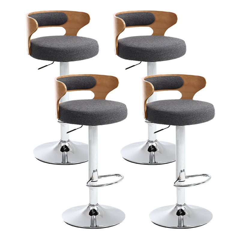 Contemporary Swivel Adjustable Height Bar Stool Home Footrest Stool Grey Silver 4 Piece Set Clearhalo 'Bar Furniture' 'Bar Stools' 'bar_stools' 'furn' 'furn_bar_stools' 'furniture_bar_stools' 'Kitchen & Dining Furniture' 'kitchen&dining_furn' 'kitchen' 'kitchen_furn' Furniture' 4699007
