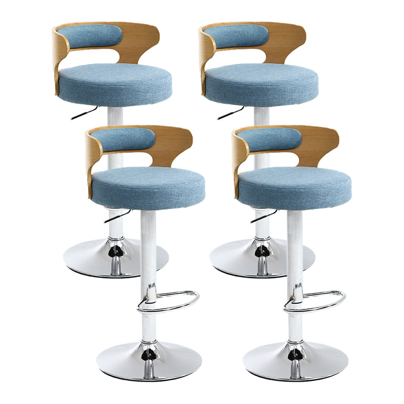 Contemporary Swivel Adjustable Height Bar Stool Home Footrest Stool Light Blue Silver 4 Piece Set Clearhalo 'Bar Furniture' 'Bar Stools' 'bar_stools' 'furn' 'furn_bar_stools' 'furniture_bar_stools' 'Kitchen & Dining Furniture' 'kitchen&dining_furn' 'kitchen' 'kitchen_furn' Furniture' 4699012