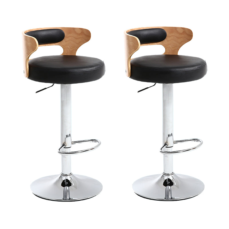 Contemporary Swivel Adjustable Height Bar Stool Home Footrest Stool Black Silver 2 Piece Set Clearhalo 'Bar Furniture' 'Bar Stools' 'bar_stools' 'furn' 'furn_bar_stools' 'furniture_bar_stools' 'Kitchen & Dining Furniture' 'kitchen&dining_furn' 'kitchen' 'kitchen_furn' Furniture' 4699020