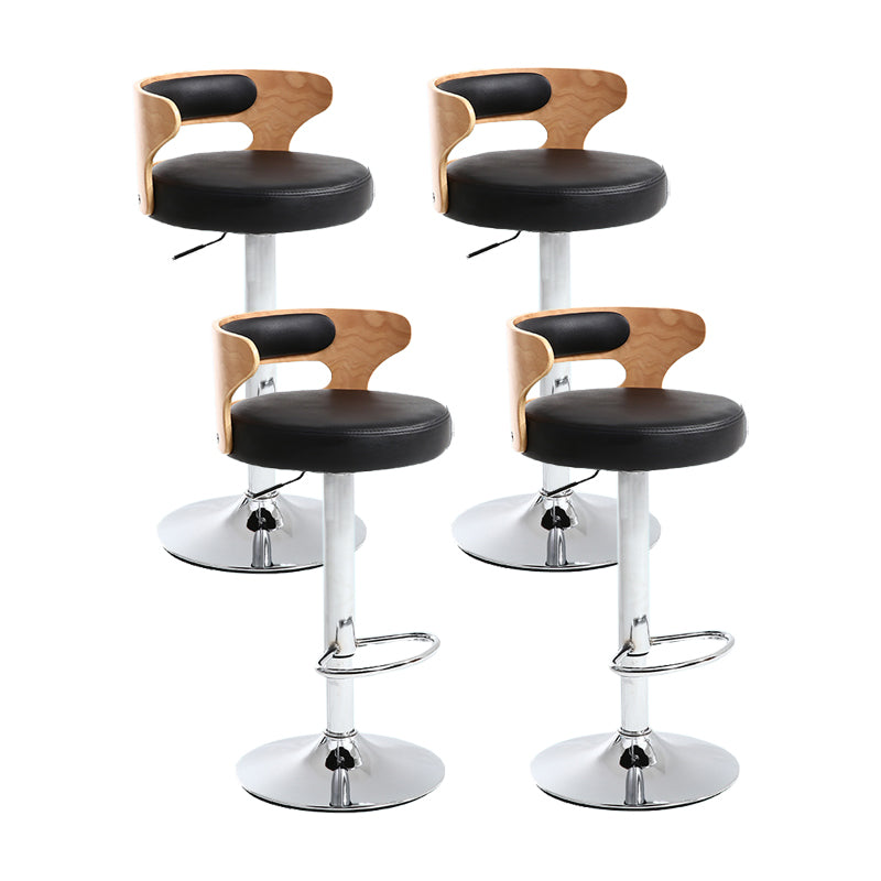 Contemporary Swivel Adjustable Height Bar Stool Home Footrest Stool Black Silver 4 Piece Set Clearhalo 'Bar Furniture' 'Bar Stools' 'bar_stools' 'furn' 'furn_bar_stools' 'furniture_bar_stools' 'Kitchen & Dining Furniture' 'kitchen&dining_furn' 'kitchen' 'kitchen_furn' Furniture' 4699021