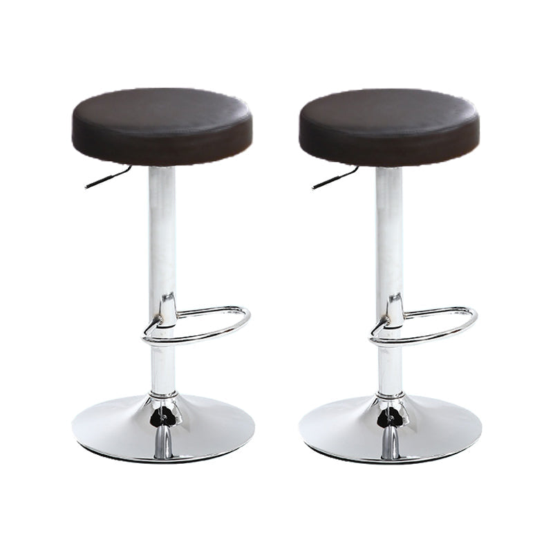 Contemporary Swivel Adjustable Height Bar Stool Home Footrest Stool Matte Black Silver 2 Piece Set Clearhalo 'Bar Furniture' 'Bar Stools' 'bar_stools' 'furn' 'furn_bar_stools' 'furniture_bar_stools' 'Kitchen & Dining Furniture' 'kitchen&dining_furn' 'kitchen' 'kitchen_furn' Furniture' 4699029