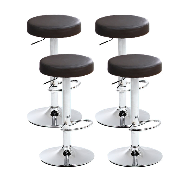 Contemporary Swivel Adjustable Height Bar Stool Home Footrest Stool Matte Black Silver 4 Piece Set Clearhalo 'Bar Furniture' 'Bar Stools' 'bar_stools' 'furn' 'furn_bar_stools' 'furniture_bar_stools' 'Kitchen & Dining Furniture' 'kitchen&dining_furn' 'kitchen' 'kitchen_furn' Furniture' 4699030