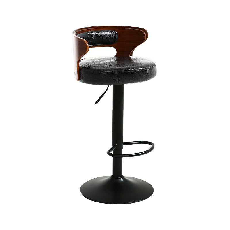 Contemporary Swivel Adjustable Height Bar Stool Home Footrest Stool Textured Black Black 1 Piece Clearhalo 'Bar Furniture' 'Bar Stools' 'bar_stools' 'furn' 'furn_bar_stools' 'furniture_bar_stools' 'Kitchen & Dining Furniture' 'kitchen&dining_furn' 'kitchen' 'kitchen_furn' Furniture' 4699037