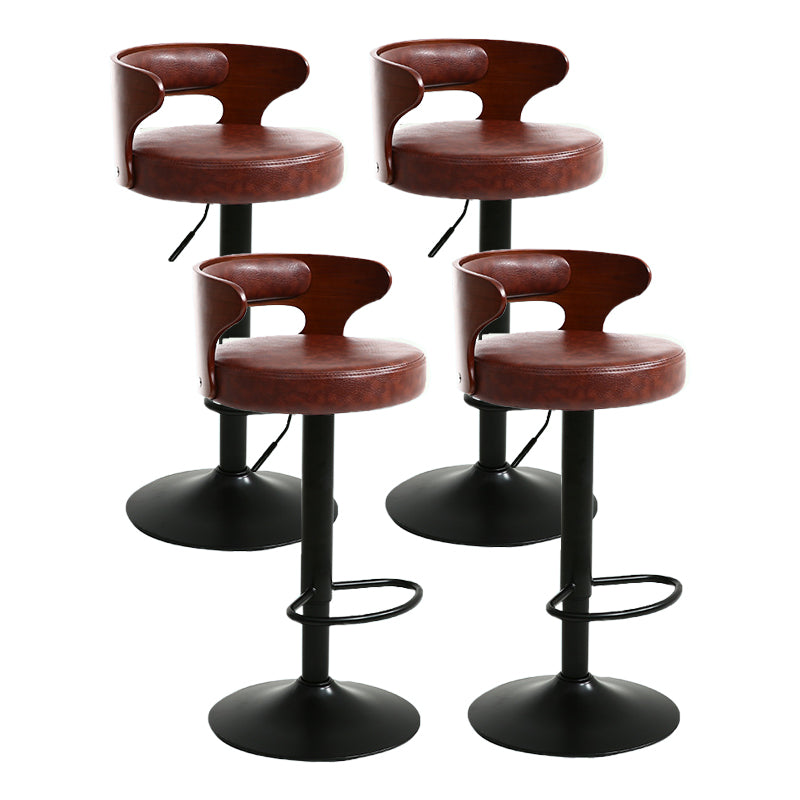 Contemporary Swivel Adjustable Height Bar Stool Home Footrest Stool Brown Black 4 Piece Set Clearhalo 'Bar Furniture' 'Bar Stools' 'bar_stools' 'furn' 'furn_bar_stools' 'furniture_bar_stools' 'Kitchen & Dining Furniture' 'kitchen&dining_furn' 'kitchen' 'kitchen_furn' Furniture' 4699045