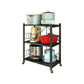 Contemporary Folding Steel Etagere Bookshelf with Caster Wheels 31.9"L x 16.1"W x 33.1"H Black Clearhalo 'Bookcases' 'furn' 'furn_bookcases' 'Furniture' 'furniture_bookcases' 'kitchen' 'kitchen_bookcases' 'Living Room Furniture' 'Office Furniture' 4700566