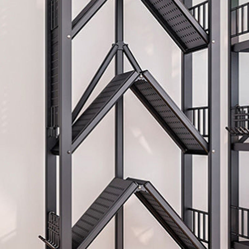 Contemporary Folding Steel Etagere Bookshelf with Caster Wheels Clearhalo 'Bookcases' 'furn' 'furn_bookcases' 'Furniture' 'furniture_bookcases' 'kitchen' 'kitchen_bookcases' 'Living Room Furniture' 'Office Furniture' 4700567