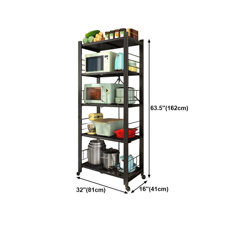 Contemporary Folding Steel Etagere Bookshelf with Caster Wheels Clearhalo 'Bookcases' 'furn' 'furn_bookcases' 'Furniture' 'furniture_bookcases' 'kitchen' 'kitchen_bookcases' 'Living Room Furniture' 'Office Furniture' 4700583