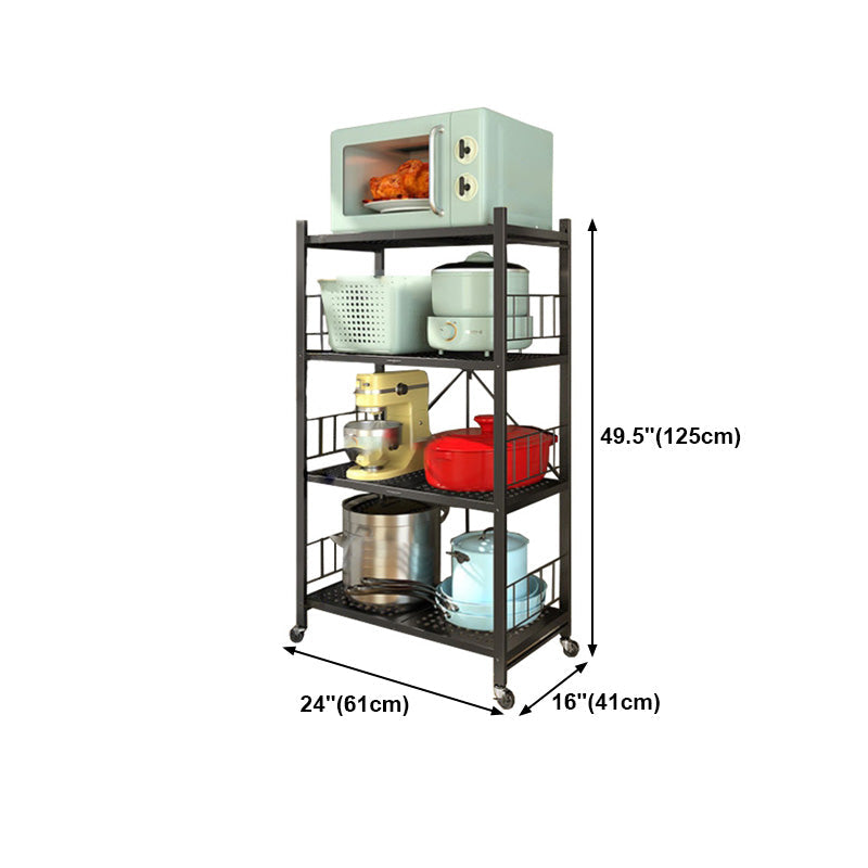 Contemporary Folding Steel Etagere Bookshelf with Caster Wheels Clearhalo 'Bookcases' 'furn' 'furn_bookcases' 'Furniture' 'furniture_bookcases' 'kitchen' 'kitchen_bookcases' 'Living Room Furniture' 'Office Furniture' 4700585