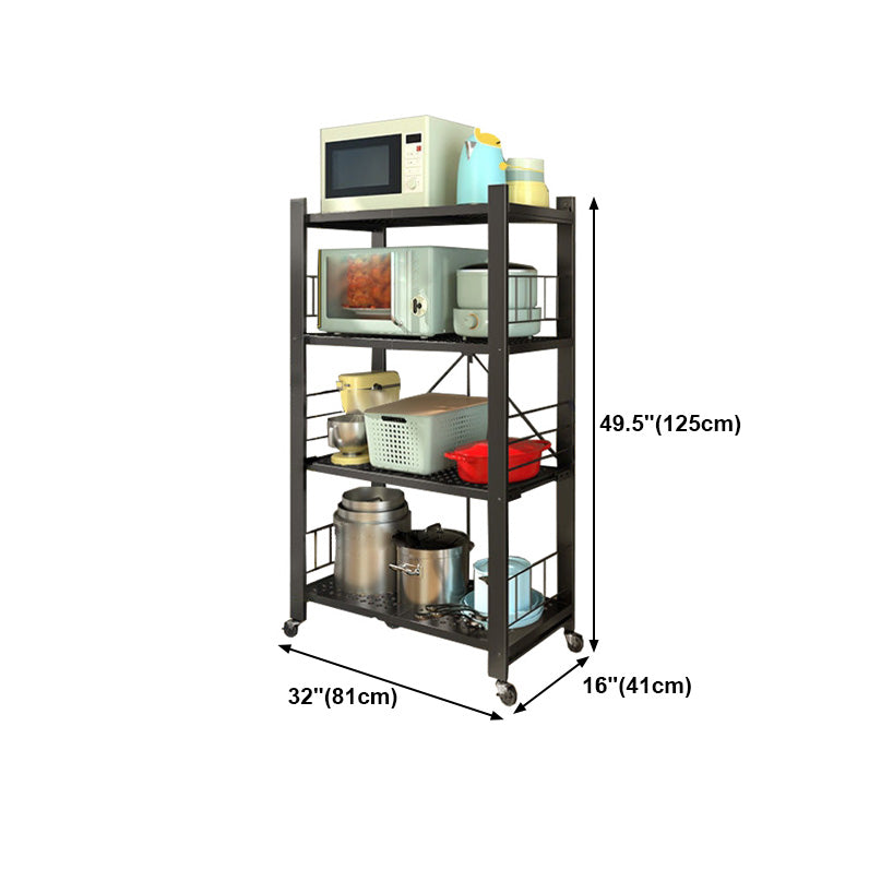 Contemporary Folding Steel Etagere Bookshelf with Caster Wheels Clearhalo 'Bookcases' 'furn' 'furn_bookcases' 'Furniture' 'furniture_bookcases' 'kitchen' 'kitchen_bookcases' 'Living Room Furniture' 'Office Furniture' 4700586