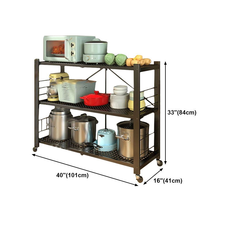 Contemporary Folding Steel Etagere Bookshelf with Caster Wheels Clearhalo 'Bookcases' 'furn' 'furn_bookcases' 'Furniture' 'furniture_bookcases' 'kitchen' 'kitchen_bookcases' 'Living Room Furniture' 'Office Furniture' 4700590