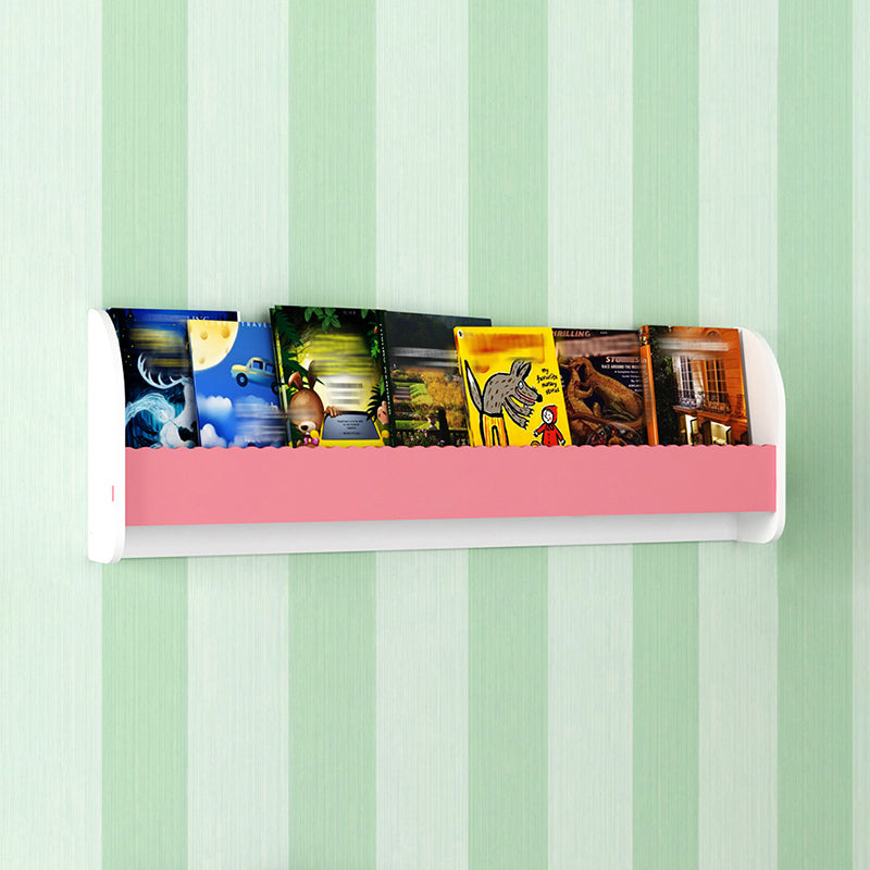 Contemporary Style Bookshelf Wall Mounted Horizontal Bookcase for Home Office 39.4"L x 4.3"W x 12.6"H White-Pink 1 Piece Clearhalo 'Bookcases' 'furn' 'furn_bookcases' 'Furniture' 'furniture_bookcases' 'kitchen' 'kitchen_bookcases' 'Living Room Furniture' 'Office Furniture' 4700788